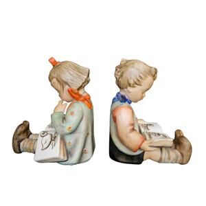 Vintage Goebel Hummel Bookends Boy Girl Reading Books West Germany Repaired
